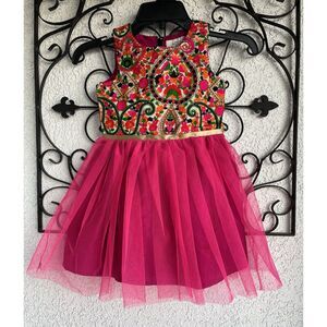 A.T.U.N  Embroidered , Tulle Girls Party Dress - Size 5/6 - Multicolored
